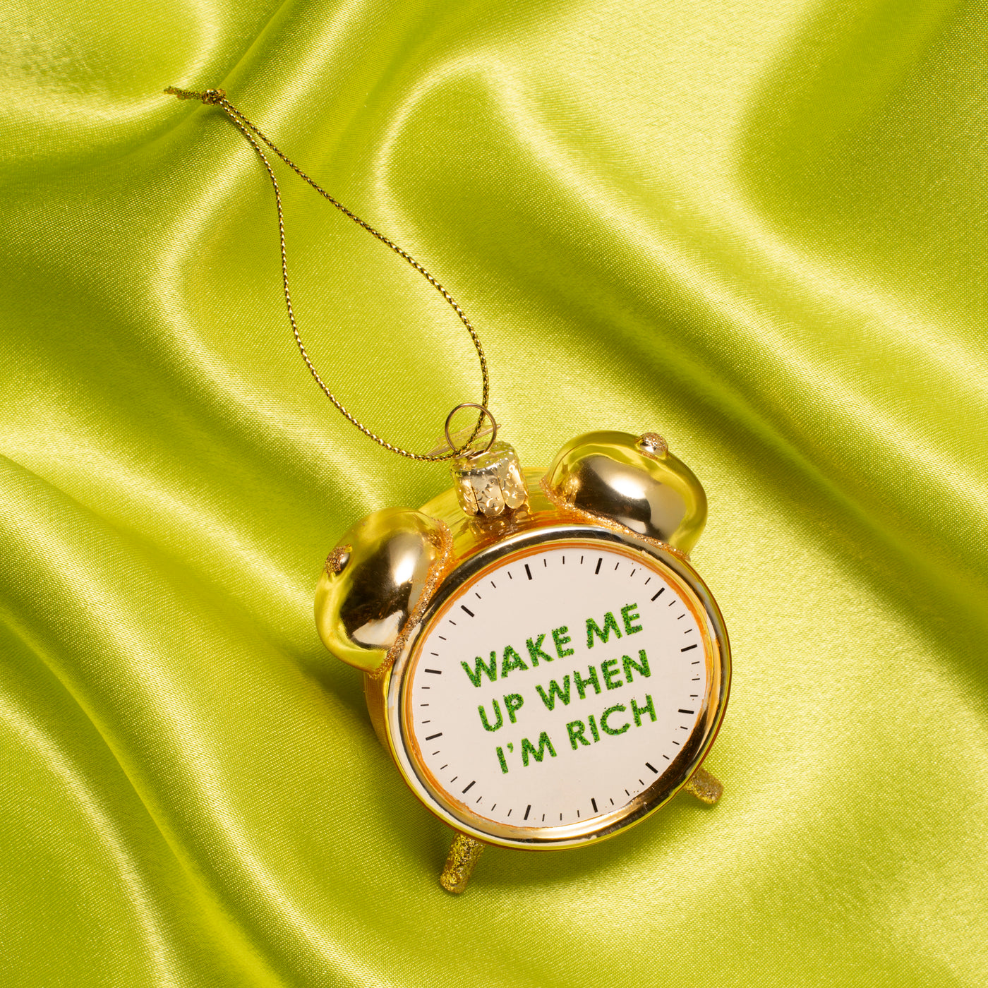 Kerstornament - Vondels Gouden Wekker "Wake Me Up When I'm Rich"