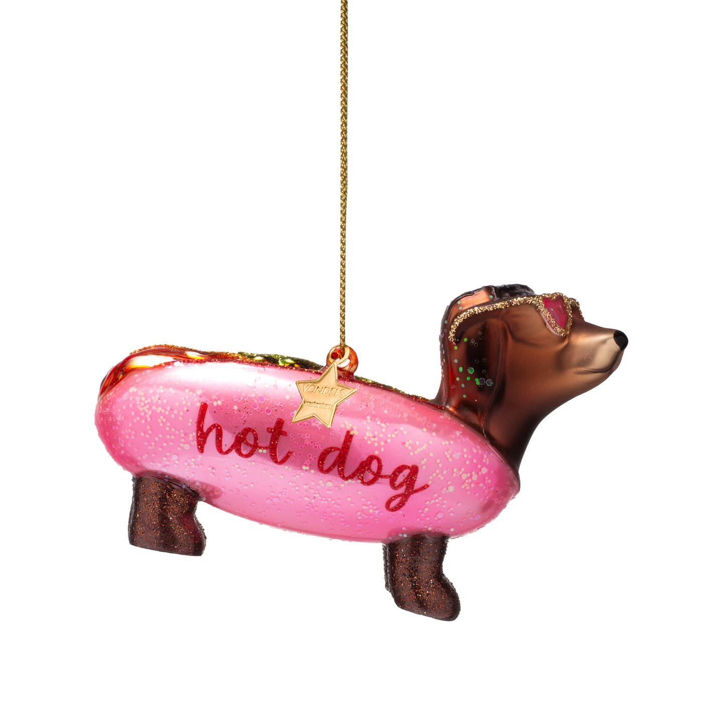 Kerstornament - Vondels Teckel "Hot Dog"