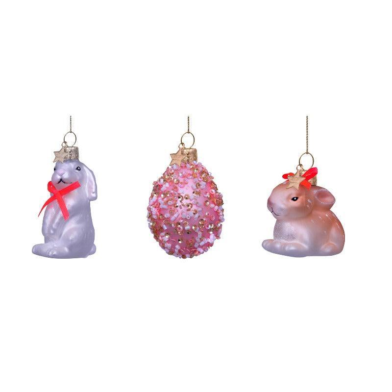 Paasornament Vondels- set van 3 Konijnen en Eieren - JungleHome