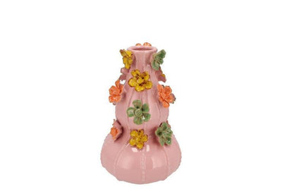 Vaas - Bloemen bubbelvorming lichtroze 14x22cm - JungleHome