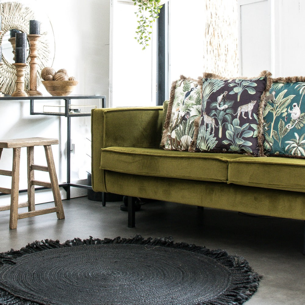 Sierkussen - fluweel gouden franjes Jungle Toekan