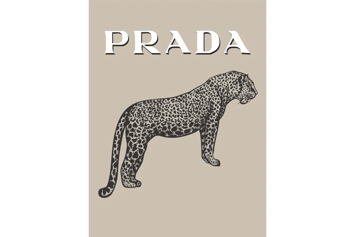 Foto in eikenhoutenlijst Prada - Luipaard beige