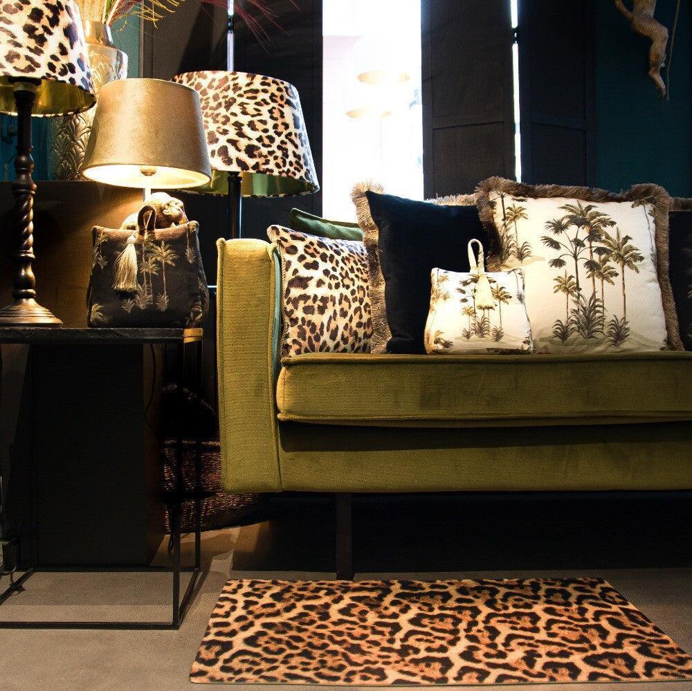Sierkussen - fluweel gouden franjes Palmbomen - JungleHome